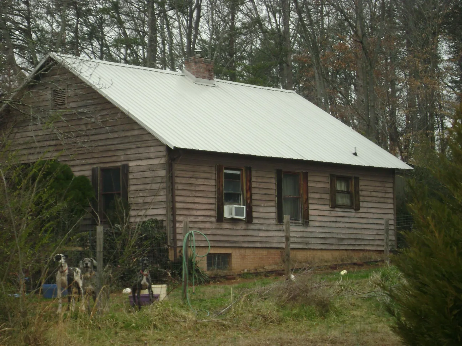 White metal roof on an old wood sided farmhouse, from a Asphalt Shingle Roof Repair job in Maumee